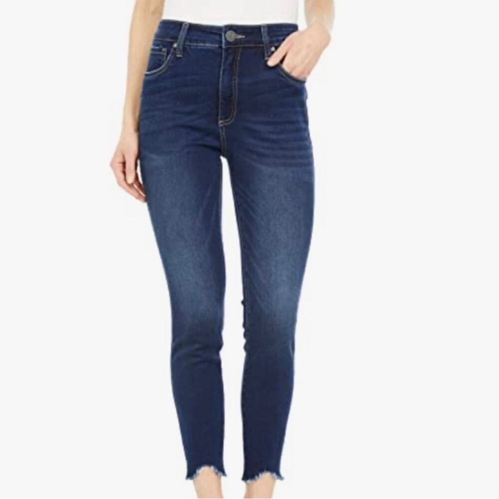 Kut From The Kloth Connie Ankle Skinny Jeans Raw Hem Size 4 Preppy Casual Boho